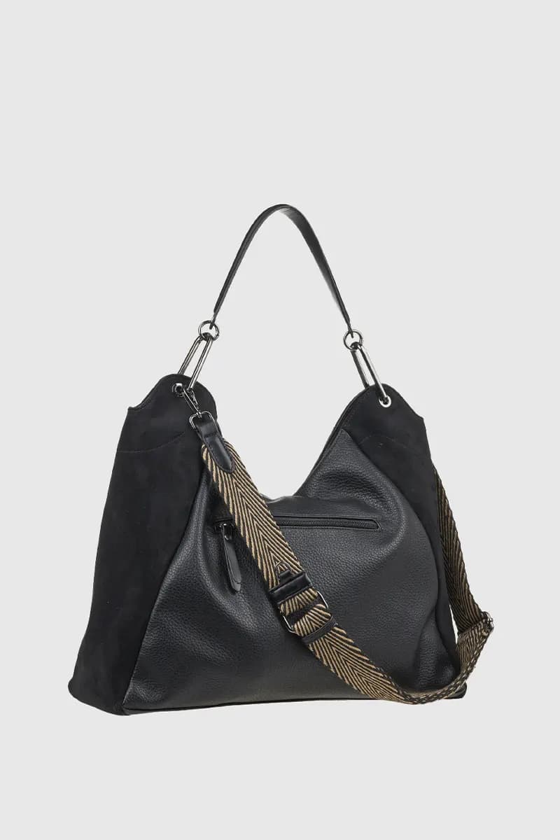 VERDE FASHION | Borsa a spalla hobo in ecopelle e camoscio - 6