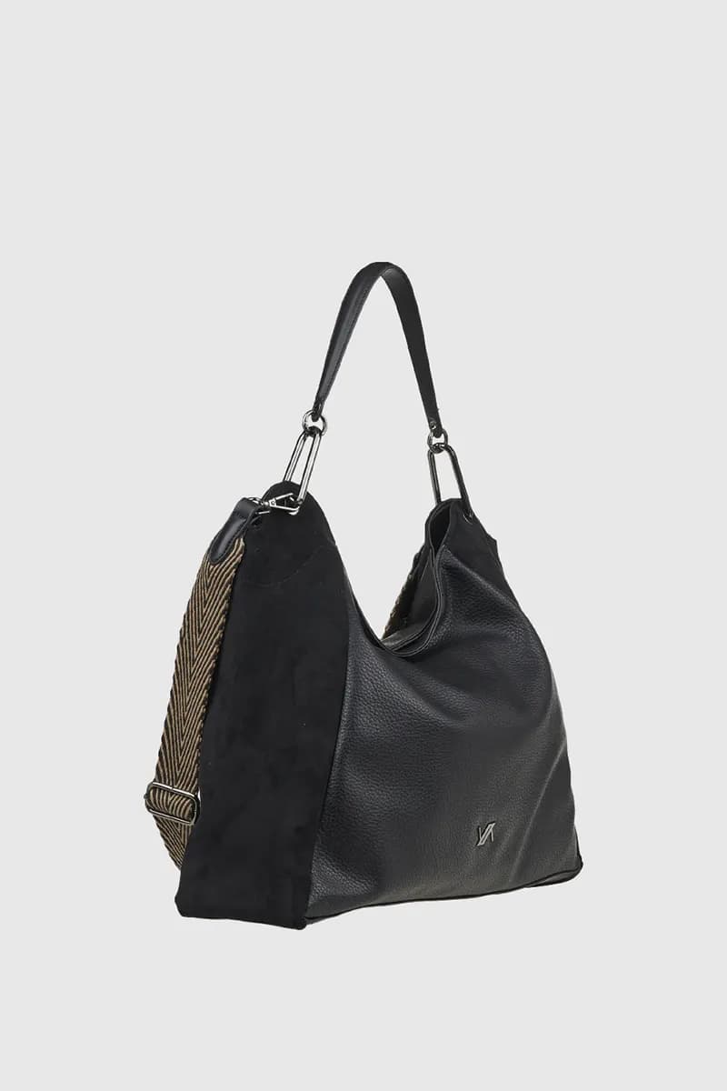 VERDE FASHION | Borsa a spalla hobo in ecopelle e camoscio - 8