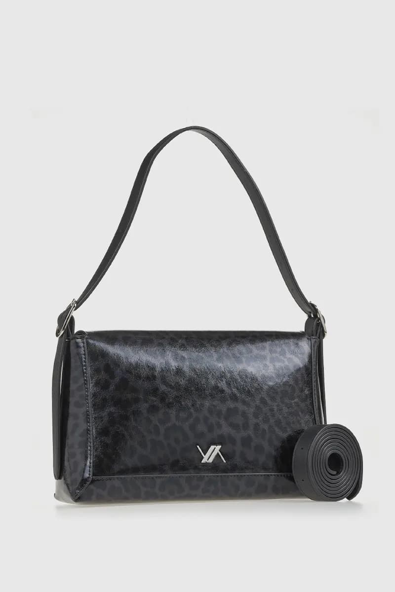 VERDE FASHION | Borsa a spalla maculata in vernice - 2