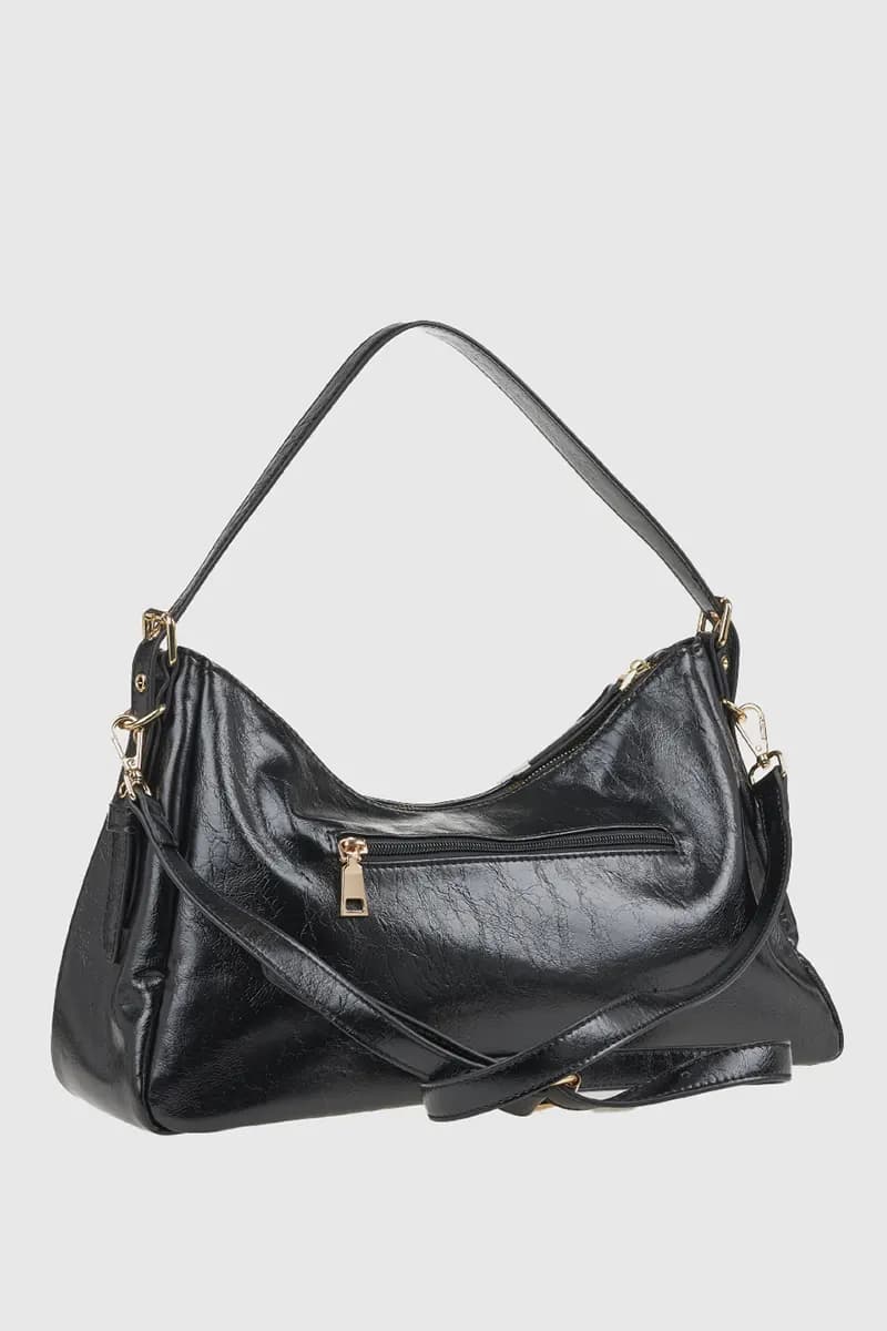 VERDE FASHION | Borsa a spalla in ecopelle verniciata - 6