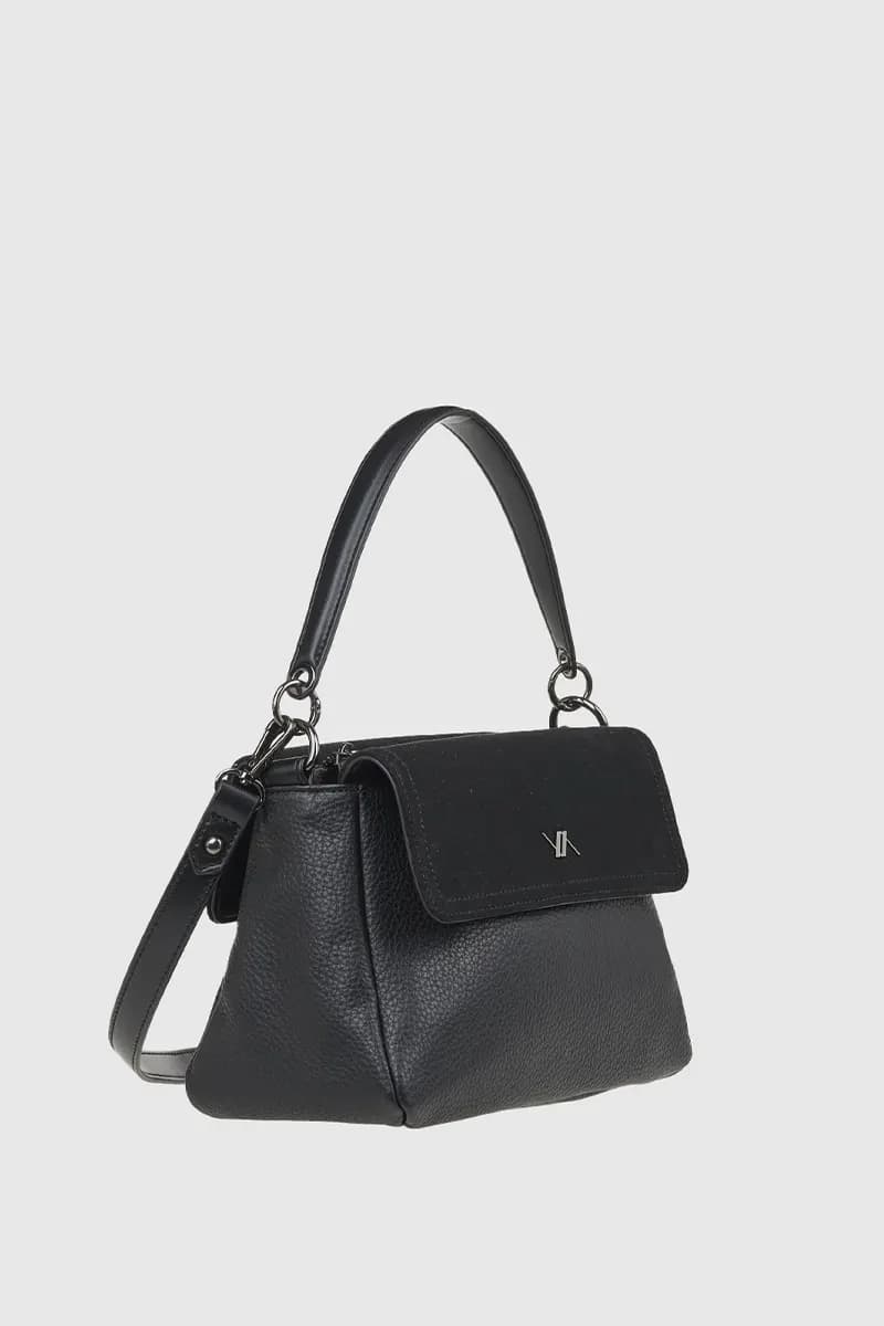 VERDE FASHION | Borsa a tracolla in ecopelle e camoscio - 4