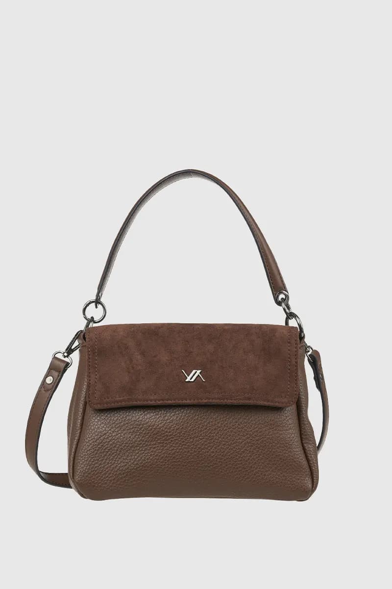 VERDE FASHION | Borsa a tracolla in ecopelle e camoscio - 5