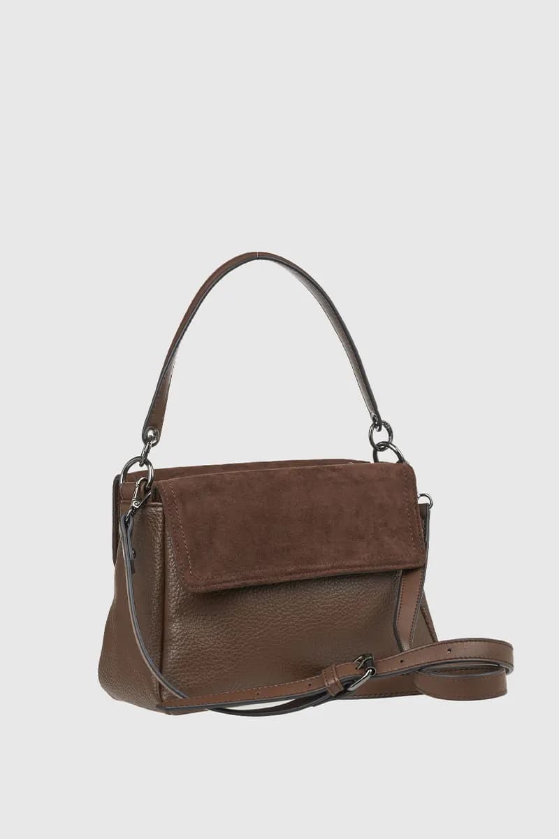VERDE FASHION | Borsa a tracolla in ecopelle e camoscio - 6