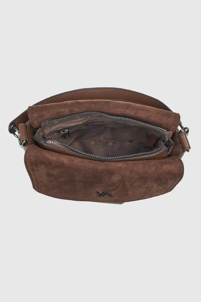 VERDE FASHION | Borsa a tracolla in ecopelle e camoscio - 7