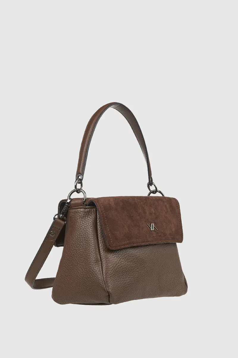 VERDE FASHION | Borsa a tracolla in ecopelle e camoscio - 8
