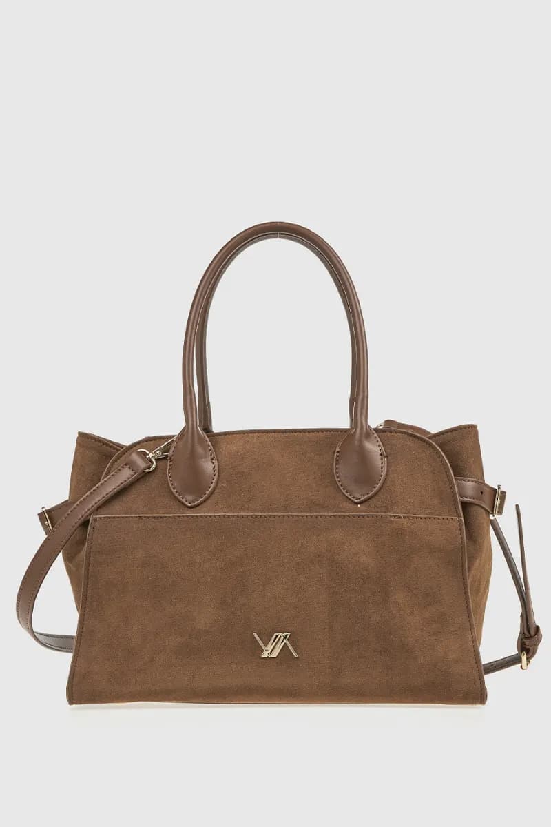 VERDE FASHION | Borsa tote in ecopelle e camoscio - 1