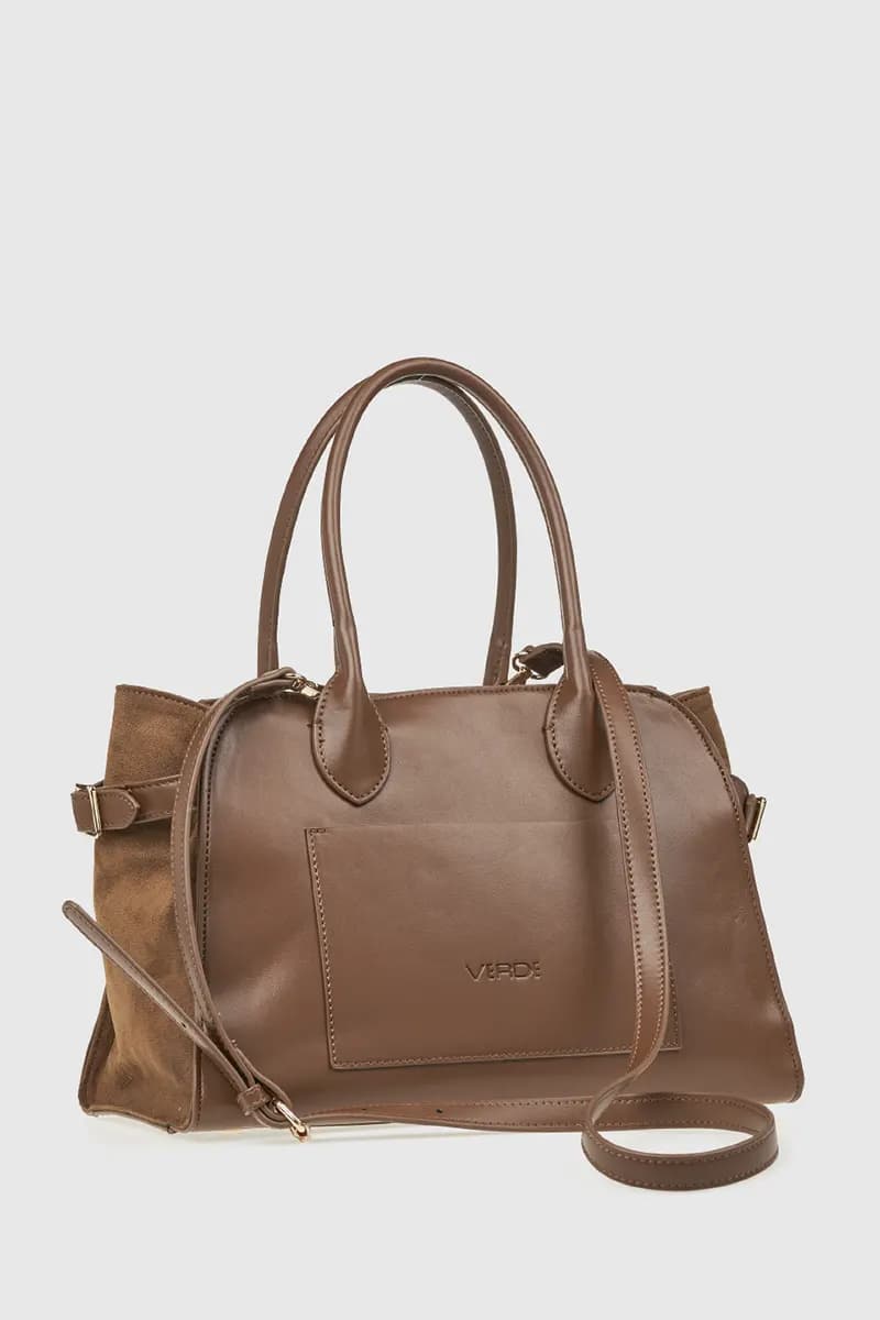 VERDE FASHION | Borsa tote in ecopelle e camoscio - 2