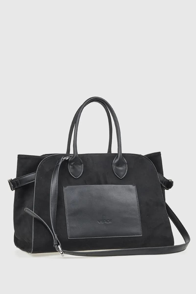 VERDE FASHION | Borsa tote in ecopelle e camoscio - 2