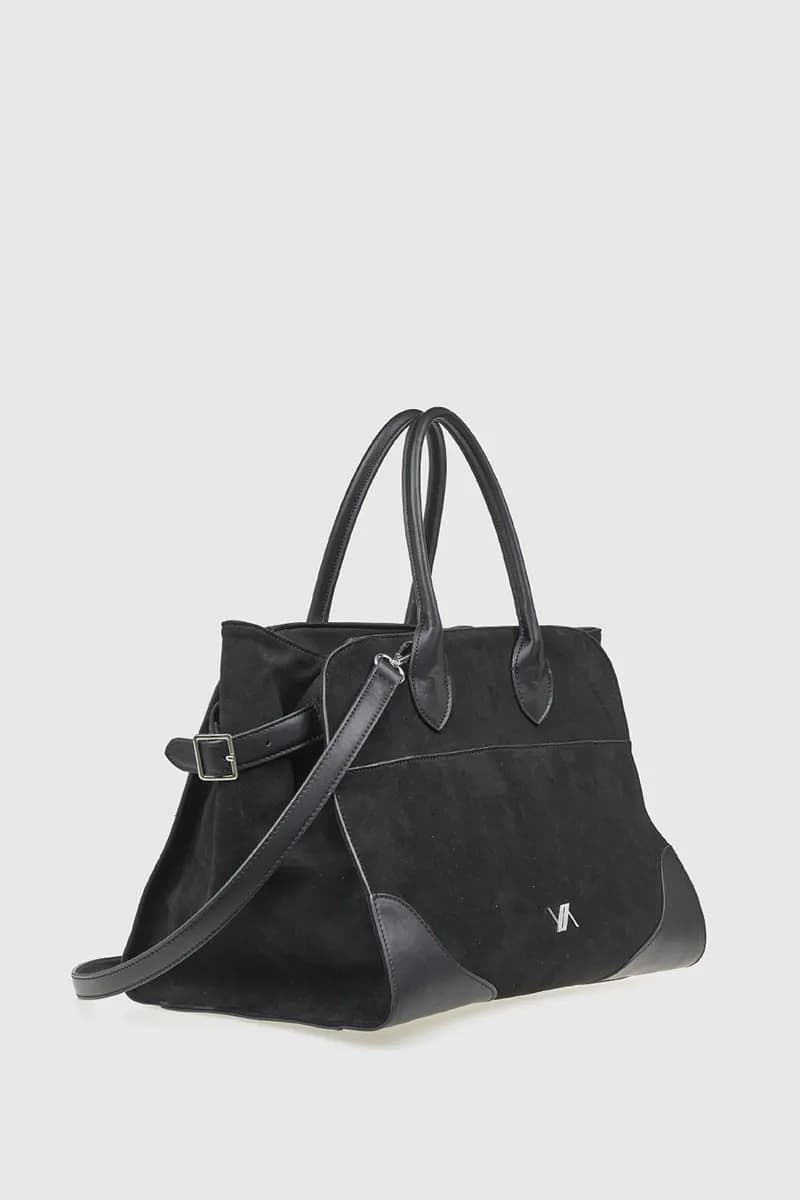 VERDE FASHION | Borsa tote in ecopelle e camoscio - 4