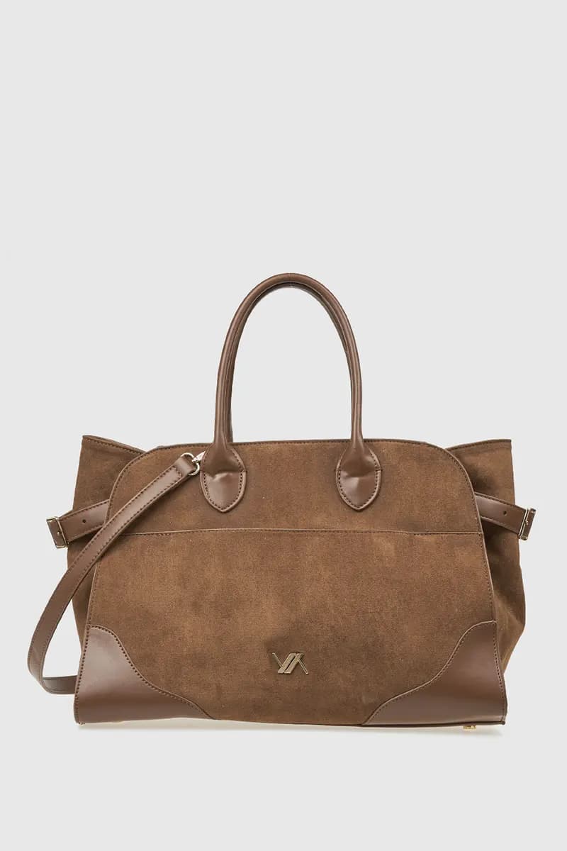 VERDE FASHION | Borsa tote in ecopelle e camoscio - 5