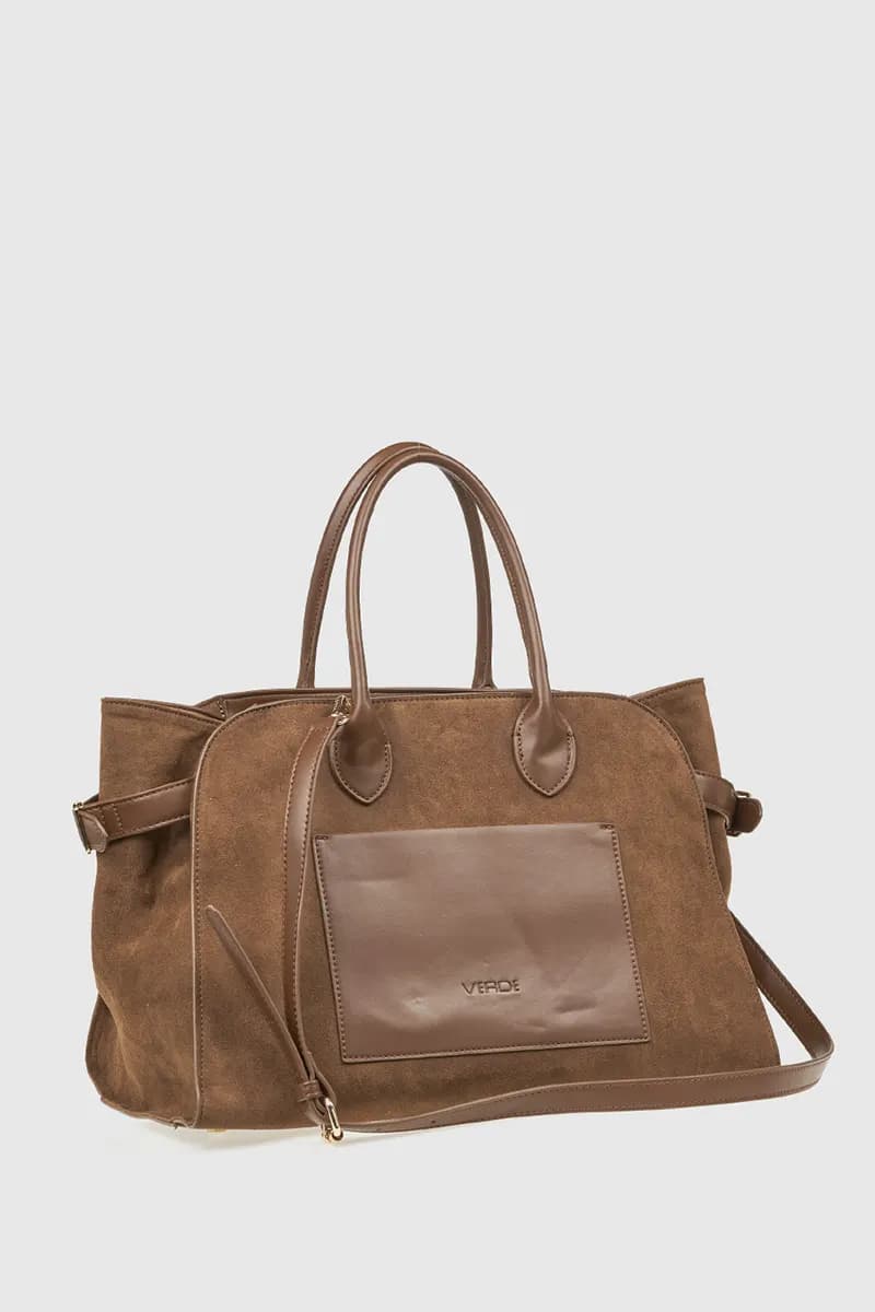 VERDE FASHION | Borsa tote in ecopelle e camoscio - 6