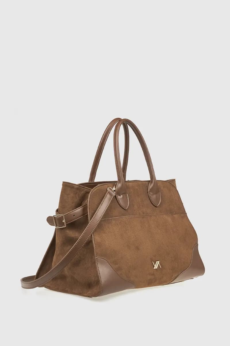VERDE FASHION | Borsa tote in ecopelle e camoscio - 8