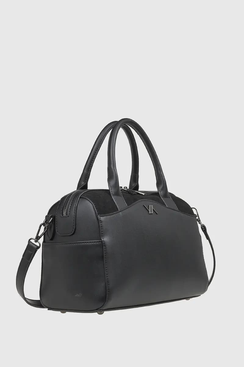 VERDE FASHION | Borsa bauletto dettaglio camoscio - 4