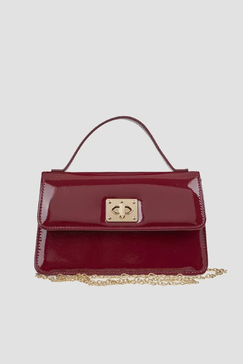 VERDE FASHION | Pochette con patta in ecopelle verniciata - 9