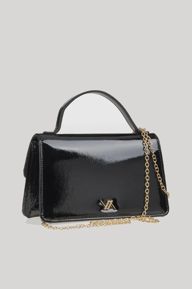VERDE FASHION | Pochette con patta in ecopelle verniciata - 2