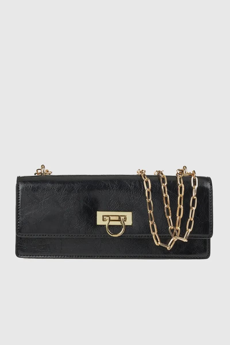 VERDE FASHION | Pochette con patta in ecopelle verniciata - 9