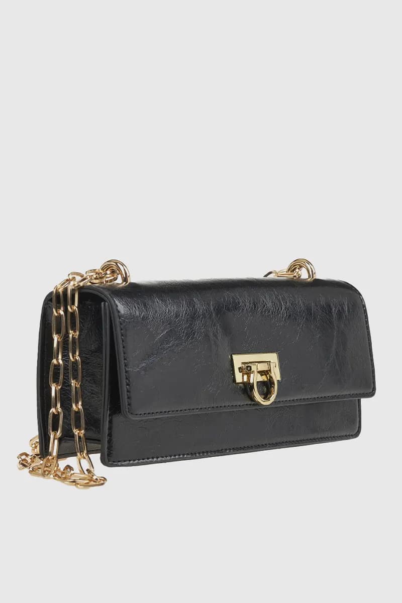 VERDE FASHION | Pochette con patta in ecopelle verniciata - 7