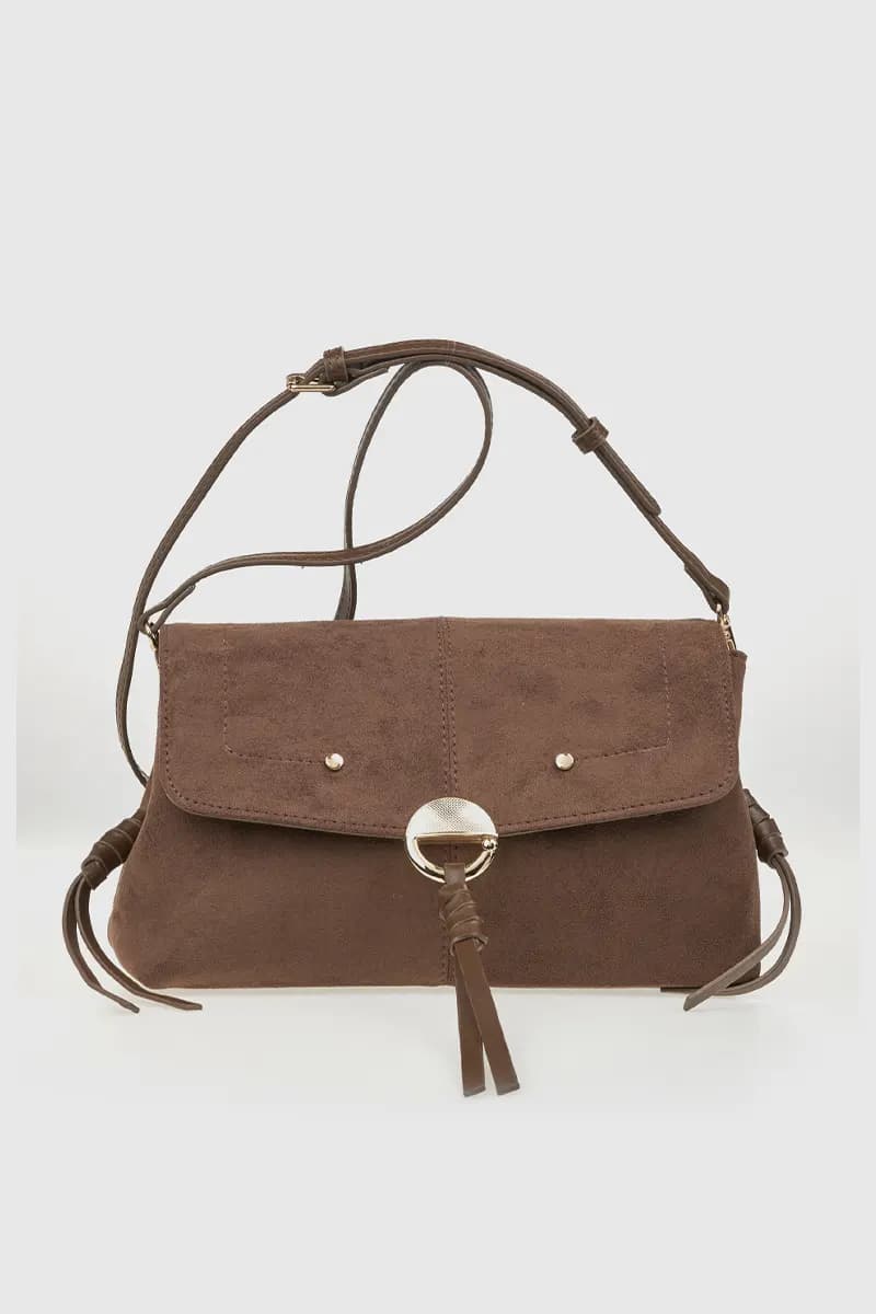 VERDE FASHION | Pochette con patta in ecopelle scamosciata - 1