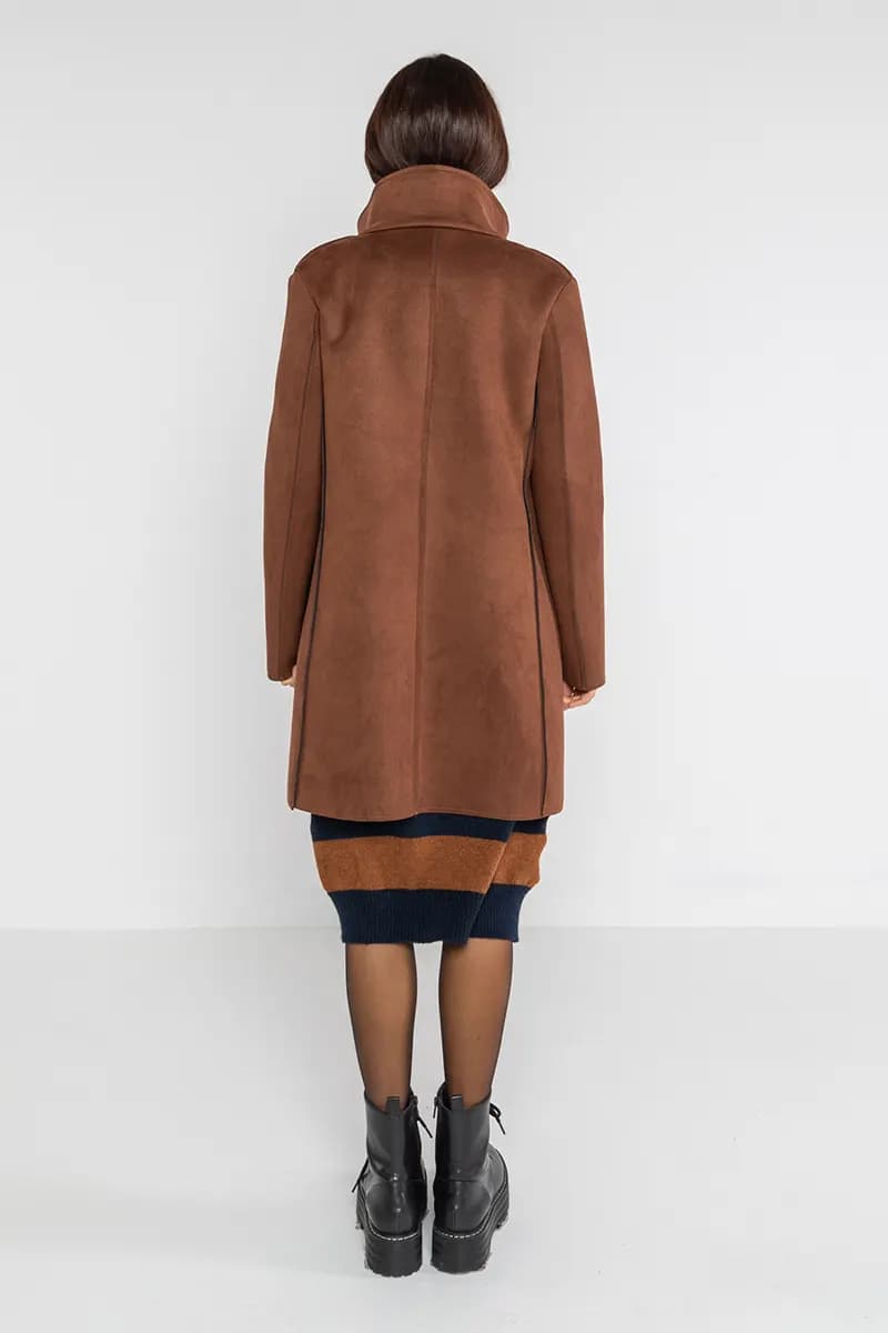 LOKITA | Cappotto tessuto accoppiato effetto camoscio - 2