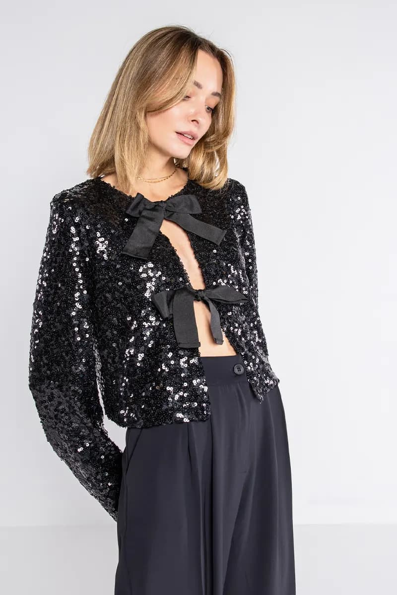 LOKITA | Giacca in paillettes chiusura fiocchi - 7