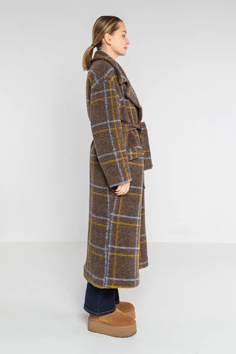 LOKITA | Cappotto lungo a quadri misto lana vergine - 3