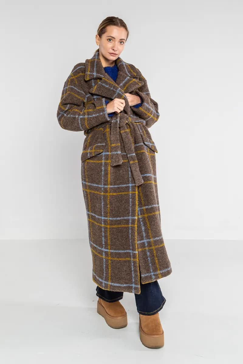 LOKITA | Cappotto lungo a quadri misto lana vergine - 4
