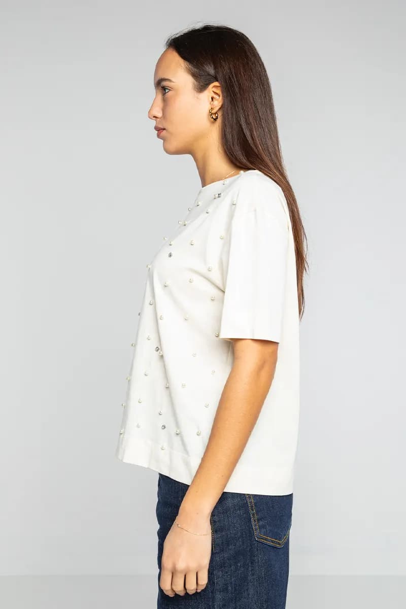 LOKITA | T-shirt scatoletta con perle - 3