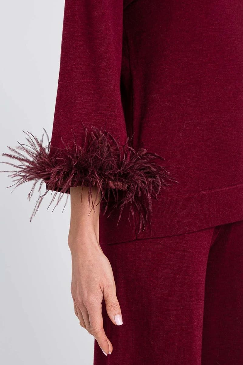 TWINSET | Maglia girocollo con polsini piume - 3