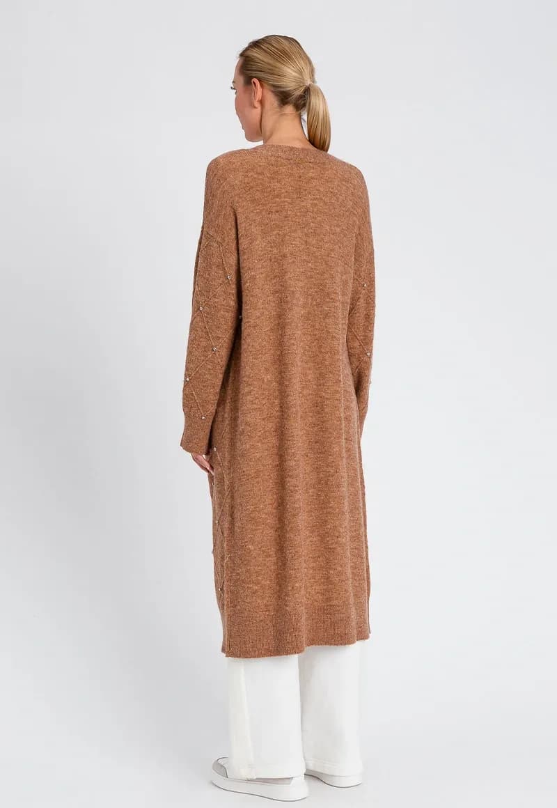 TWINSET | Cardigan lungo in maglia con applicazioni - 3