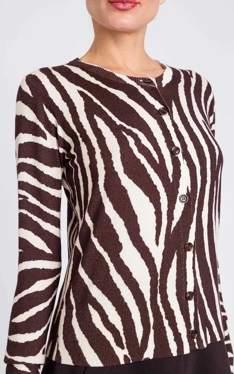 TWINSET | Cardigan collo coreana con stampa zebrata - 3