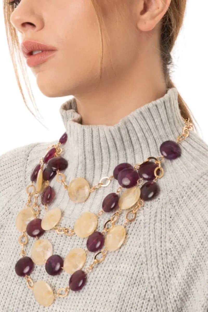 MYA ACCESSORIES | Collana girocollo a catena cascata di pietre - 4
