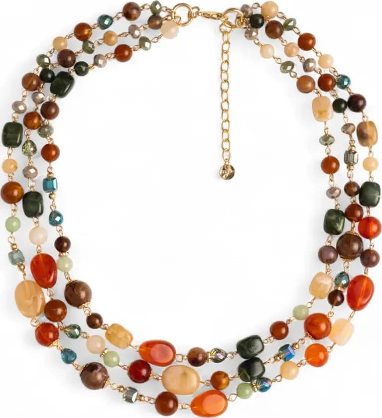 MYA ACCESSORIES | Collana a tre fili con pietre in acrilico e vetro - 2