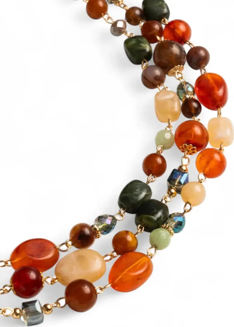 MYA ACCESSORIES | Collana a tre fili con pietre in acrilico e vetro - 3