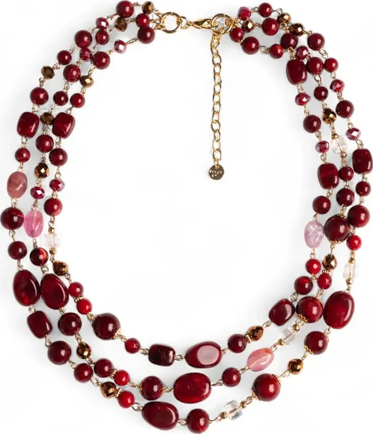 MYA ACCESSORIES | Collana a tre fili con pietre in acrilico e vetro - 2