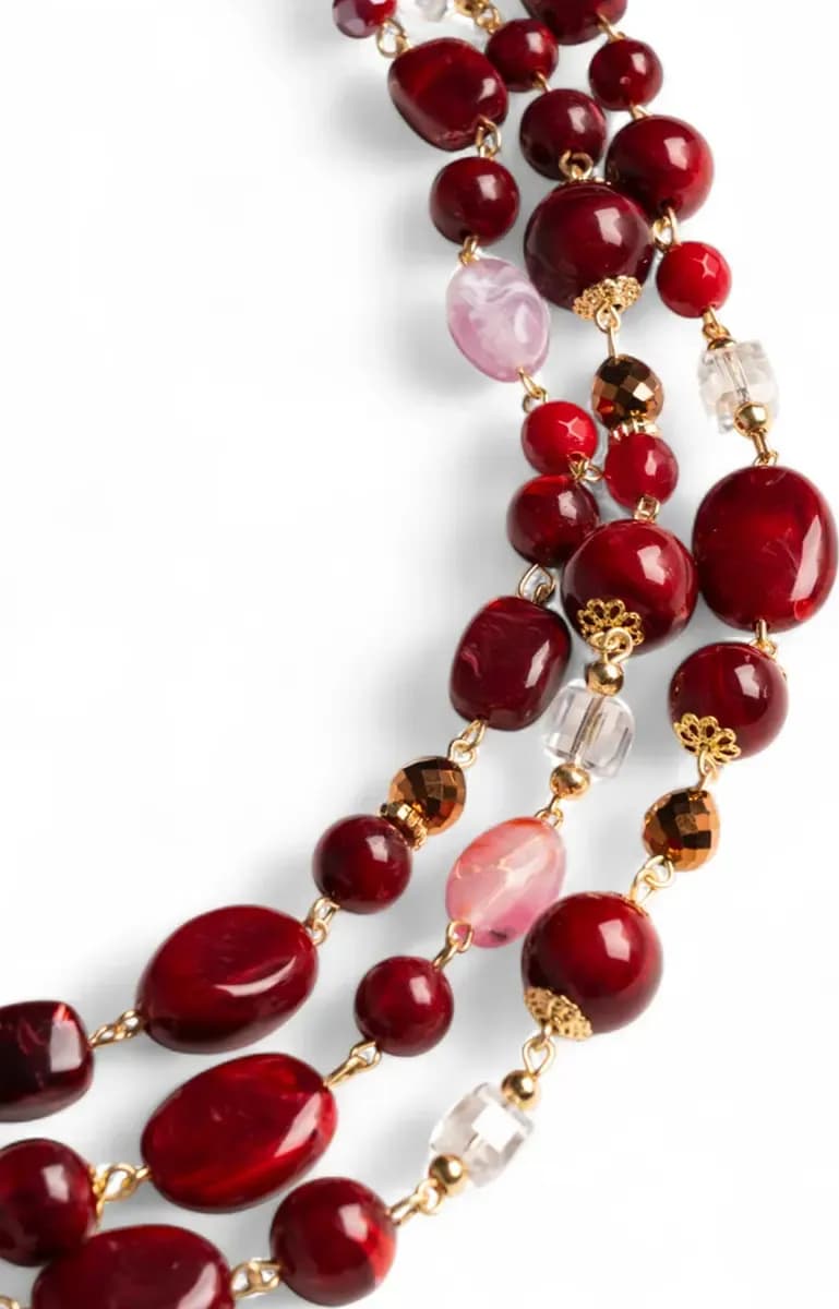 MYA ACCESSORIES | Collana a tre fili con pietre in acrilico e vetro - 3