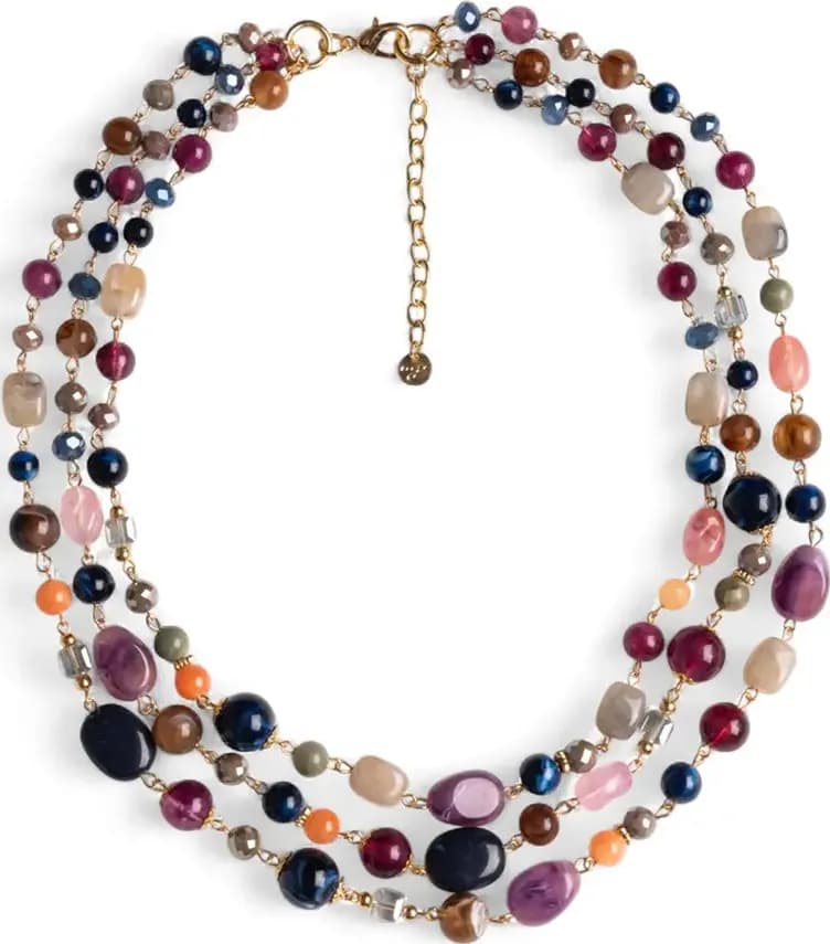 MYA ACCESSORIES | Collana a tre fili con pietre in acrilico e vetro - 2