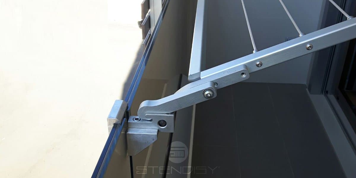 Stendibiancheria richiudibile per ringhiera, stendino per balcone in alluminio anodizzato antiruggine - 11