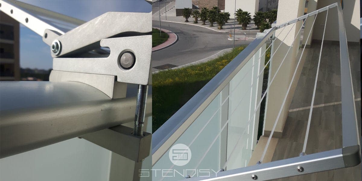 Stendibiancheria richiudibile per ringhiera, stendino per balcone in alluminio anodizzato antiruggine - 14