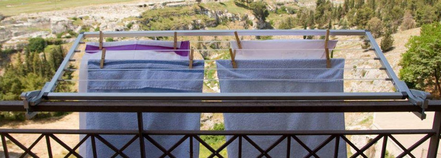 Stendibiancheria richiudibile per ringhiera, stendino per balcone in alluminio anodizzato antiruggine - 7
