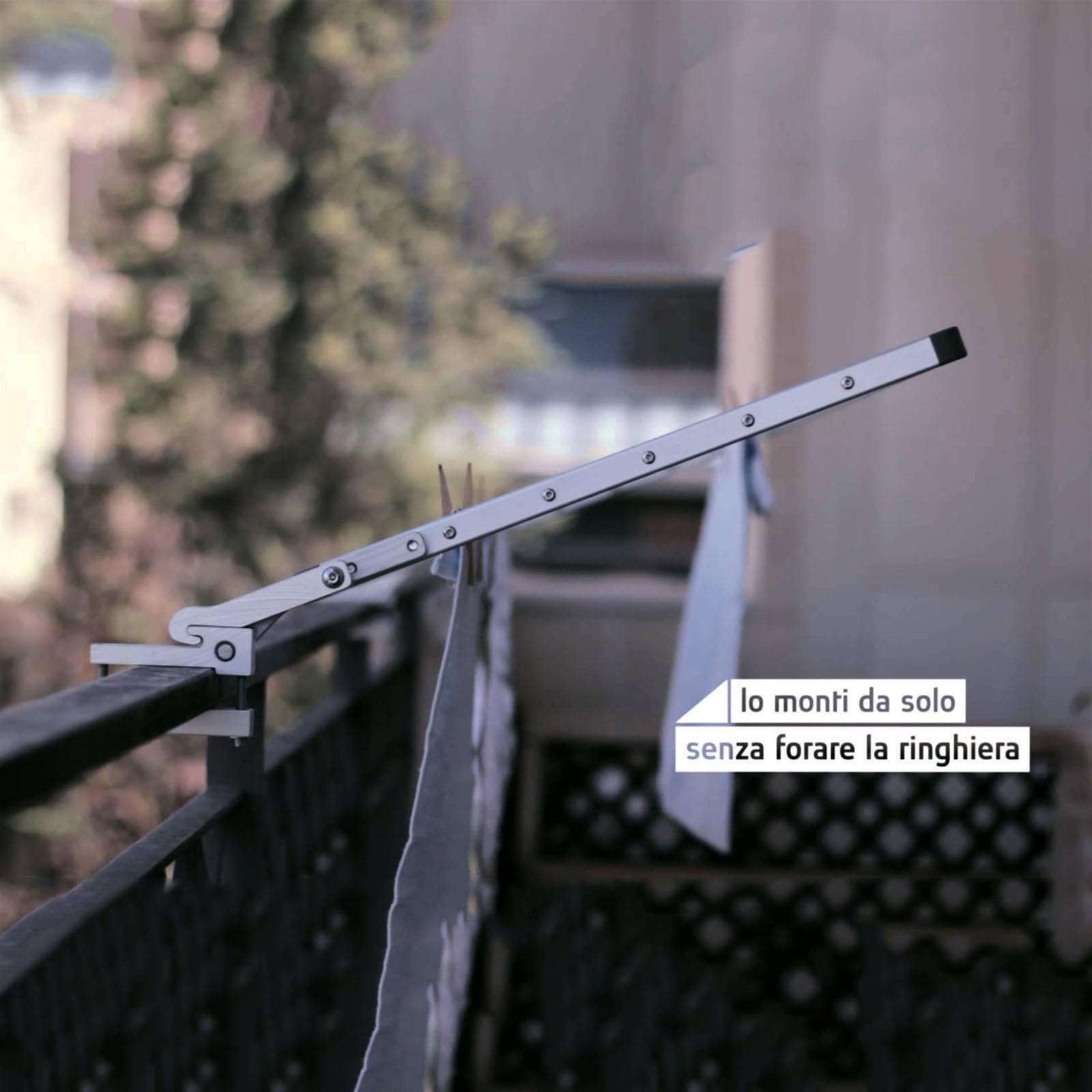 Stendibiancheria richiudibile per ringhiera, stendino per balcone in alluminio anodizzato antiruggine - 10