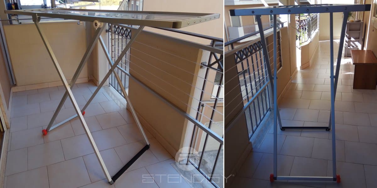 Stendibiancheria Classico con ruote ad altezza regolabile, stendino per balconi in alluminio anodizzato antiruggine - 2