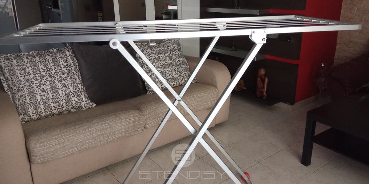 Stendibiancheria Classico con ruote ad altezza regolabile, stendino per balconi in alluminio anodizzato antiruggine - 4