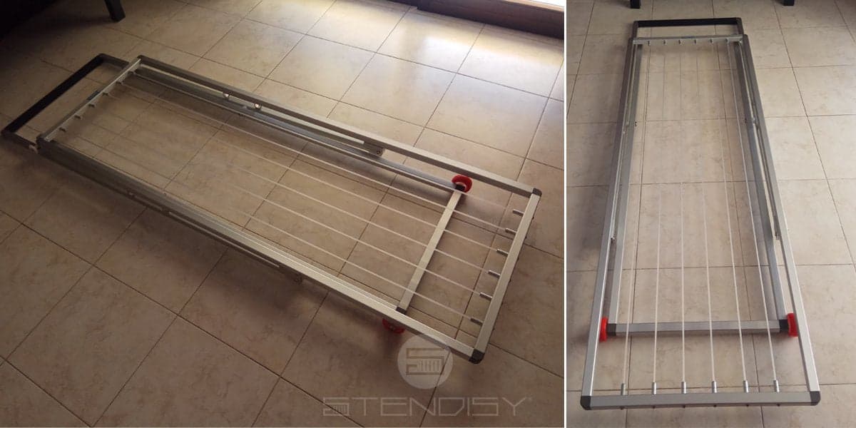 Stendibiancheria Classico con ruote ad altezza regolabile, stendino per balconi in alluminio anodizzato antiruggine - 5