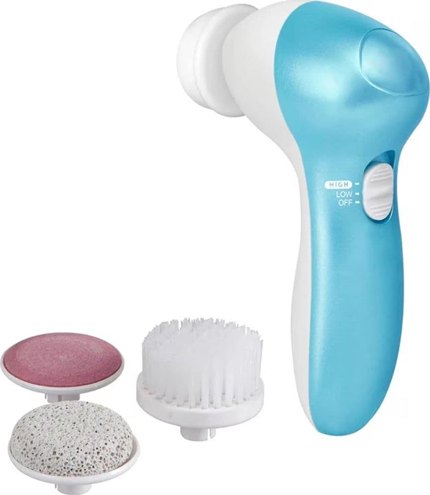 SET PULIZIA 4IN1 PER CORPO VISO 5PZ ELETTRICO 4 TESTINE 2 VELOCITÀ REGOLABILI A BATTERIE - 2