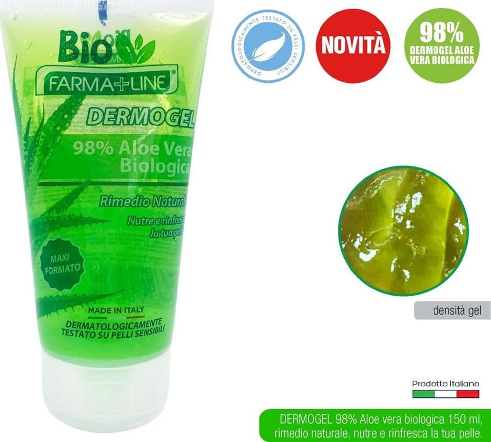 DERMOGEL IDRATANTE LENITIVO NUTRE RINFRESCA PELLE CON ALOE VERA BIOLOGICA 150ML GEO5231A - 2
