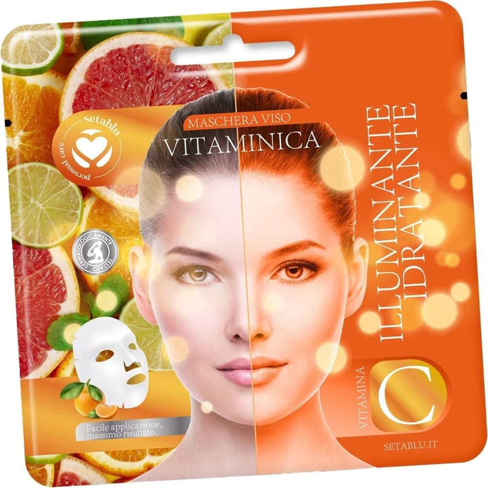 MASCHERA VISO ILLUMINANTE IDRATANTE CON VITAMINA C CURA PELLE FACILE APPLICAZIONE 408355