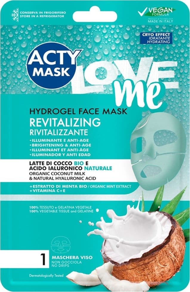 MASCHERA VISO HYDROGEL RIVITALIZZANTE ILLUMINANTE ANTI-AGE CON LATTE COCCO MENTA 007454V