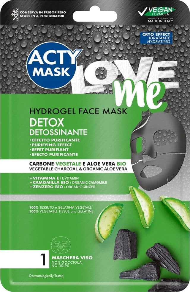 MASCHERA VISO HYDROGEL DETOSSINANTE EFFETTO PURIFICANTE CON CARBONE ALOE VERA BIO 165970V