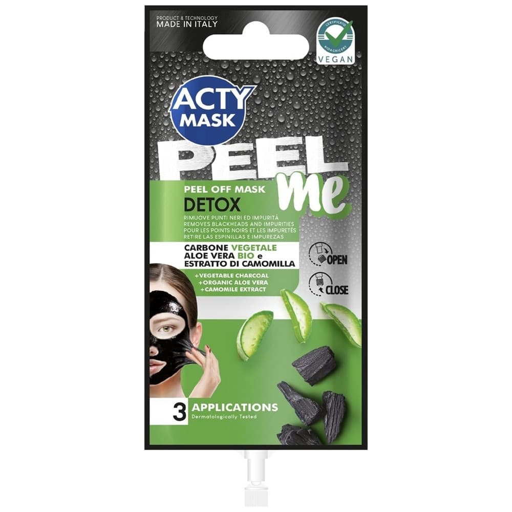 SET 3PZ MASCHERA PEEL OFF DETOX CON CARBONE VEGETALE ALOE VERA CAMOMILLA 15ML 1659863IE