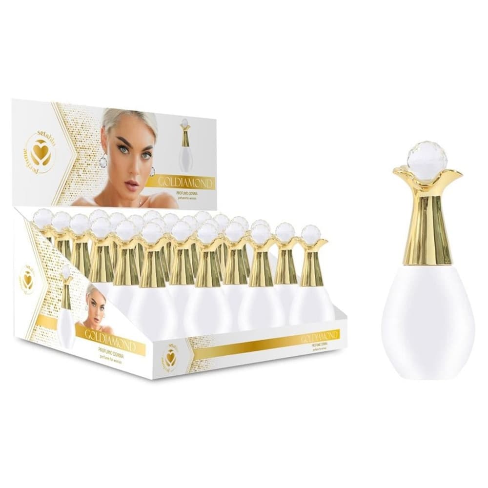 SET 24PZ PROFUMO CORPO PER DONNA DA 30ML FORMA A GOCCIA BIANCA GOLD DIAMOND 032725
